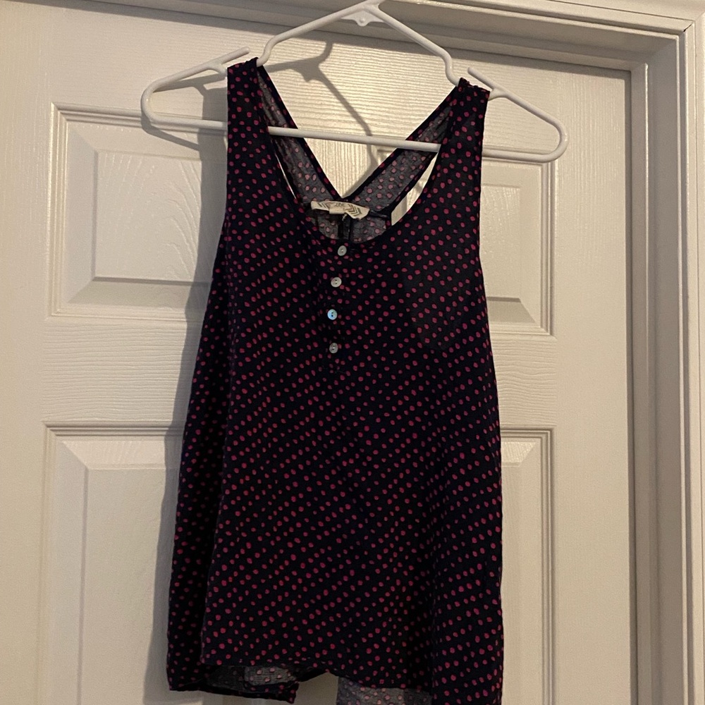 Pink Rose Black Tank with Pink Polka Dot Print